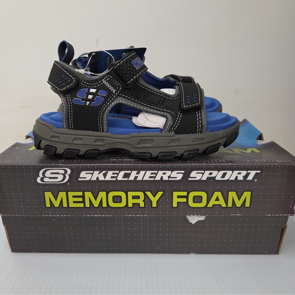 Skechers Gander Sport Sandals Boys 11.5 Black Royal Memory Foam 97150L